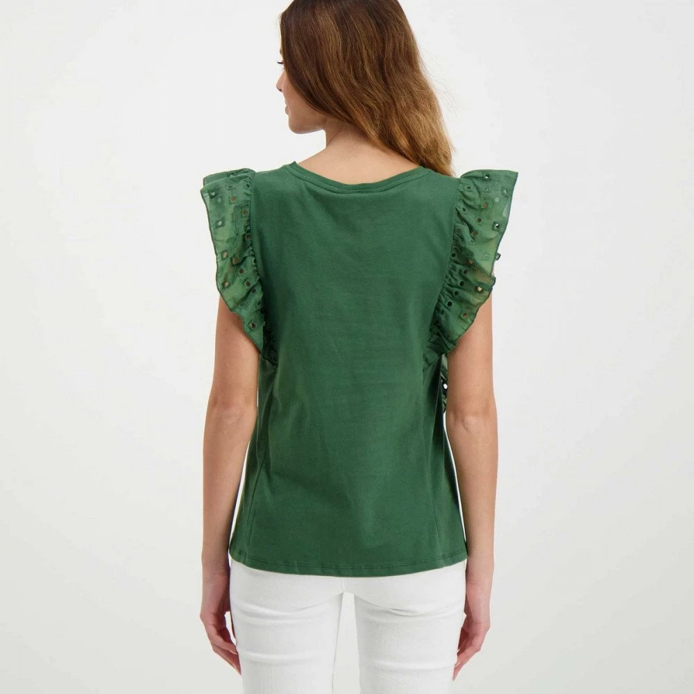 EMME MARELLA T-SHIRT CON ROUCHES SANGALLO ROYAL DONNA Verde 6 EMME MARELLA T-SHIRT CON ROUCHES SANGALLO ROYAL DONNA Verde - immagine 4