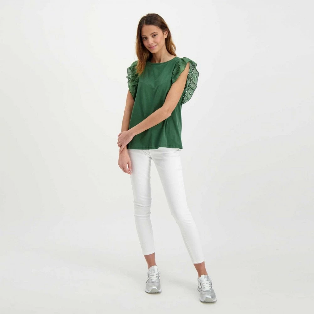 EMME MARELLA T-SHIRT CON ROUCHES SANGALLO ROYAL DONNA Verde 8 EMME MARELLA T-SHIRT CON ROUCHES SANGALLO ROYAL DONNA Verde - immagine 6