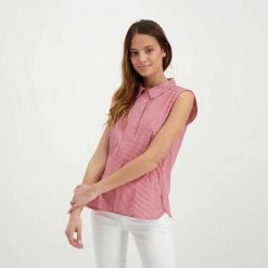 EMME MARELLA CAMICIA SMANICATA STEFANO DONNA Bianco, Rosso -Tendenza Italia emme marella stefano camicia smanicata stefano donna casual donna 044646001 008 5