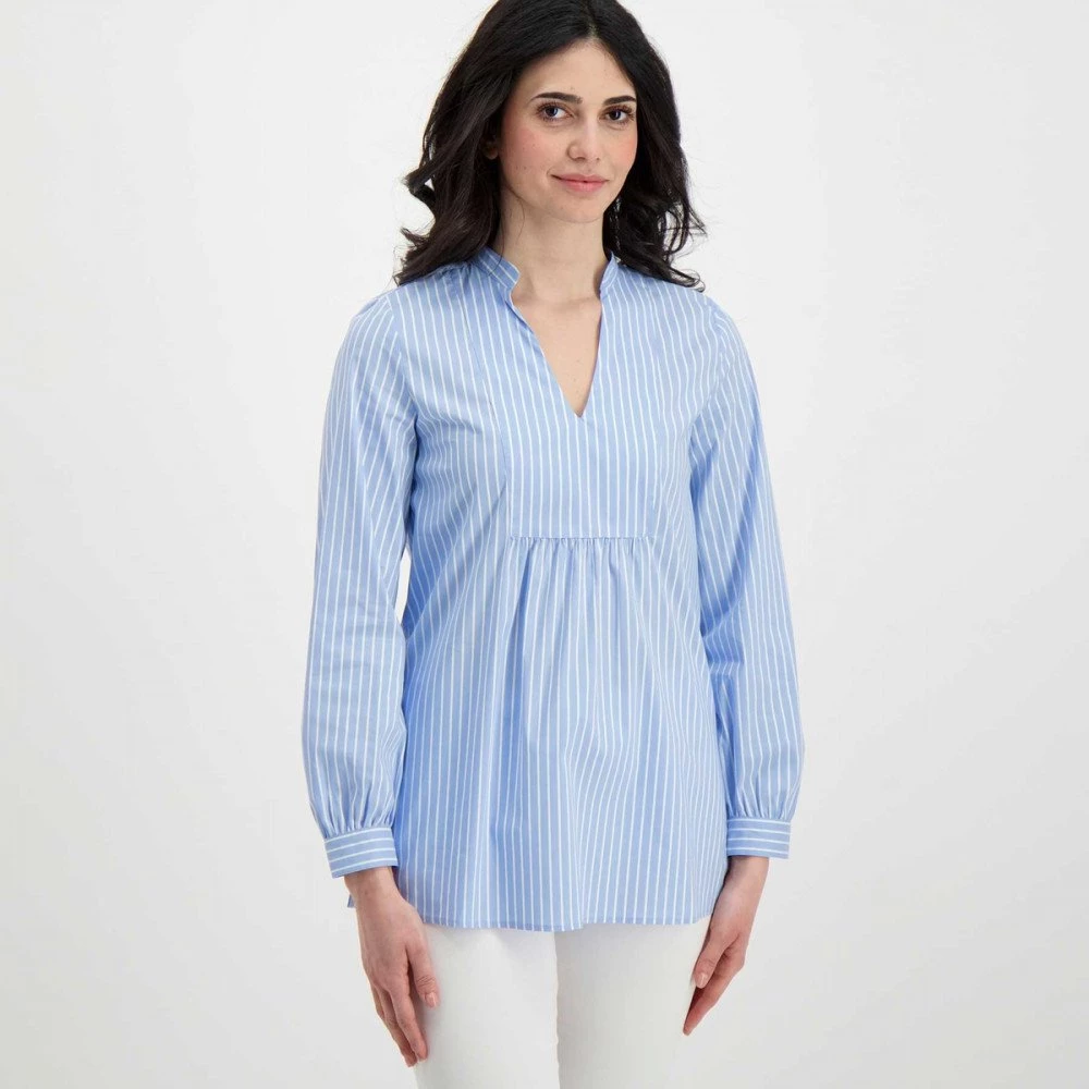 EMME MARELLA CAMICIA SCOLLO A V TOPAZIO DONNA Azzurro, Bianco 5 EMME MARELLA CAMICIA SCOLLO A V TOPAZIO DONNA Azzurro, Bianco - immagine 3