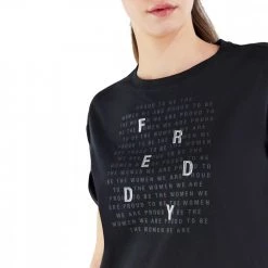 FREDDY T-SHIRT BASIC COTTON SCRITTE DONNA Nero -Tendenza Italia freddy s2wbct7 t shirt basic cotton scritte donna sport style donna 045252201 n 4