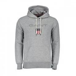GANT FELPA CON CAPPUCCIO LOGO Grigio