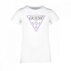 GUESS T-SHIRT TRIANGOLO LOGO BAMBINA Bianco