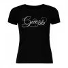 GUESS T-SHIRT LOGO STRASS CORSIVO DONNA Nero -Tendenza Italia guess w2gi24ka0q1 t shirt logo strass corsivo donna casual donna 045295601 jblk 1