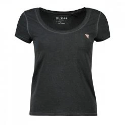 GUESS T-SHIRT MINI LOGO STRASS DONNA Nero