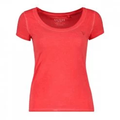 GUESS T-SHIRT MINI LOGO STRASS DONNA Rosso