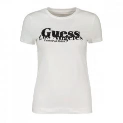 GUESS T-SHIRT STRETCH APPLICAZIONI STRASS DONNA Bianco