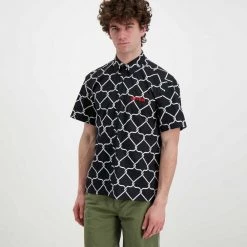 IUTER CAMICIA MANICA CORTA NET Nero -Tendenza Italia iuter 22sihr05 camicia manica corta net street style uomo 044751301 black 3