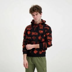 IUTER FELPA CON CAPPUCCIO HORNS ALLOVER Nero -Tendenza Italia iuter 22sish03 felpa con cappuccio horns allover street style uomo 044739101 black 5