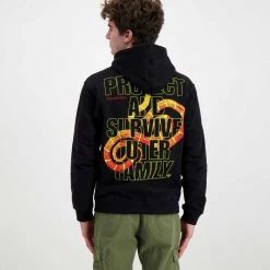 IUTER FELPA CON CAPPUCCIO STAY ALIVE Nero -Tendenza Italia iuter 22sish35 felpa con cappuccio stay alive street style uomo 044739201 black 4