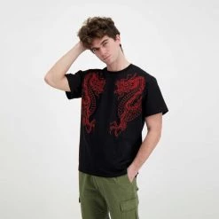IUTER T-SHIRT DRAGON Nero -Tendenza Italia iuter 22sits24 t shirt dragon street style uomo 044739401 black 5