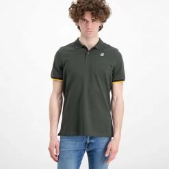 K-WAY POLO VINCENT CONTRASTO Verde -Tendenza Italia k way k008j50 polo bordi nastro k way casual uomo 042626101 890 3