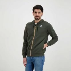K-WAY FELPA FULL ZIP CON CAPPUCCIO ARNEL Verde -Tendenza Italia k way k5113iw felpa full zip con cappuccio arnel casual uomo 045343501 890 5