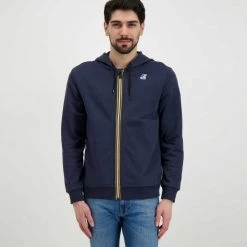 K-WAY FELPA FULL ZIP CON CAPPUCCIO ARNEL Blu -Tendenza Italia k way k5113iw felpa full zip con cappuccio arnel casual uomo 045343601 k89 3