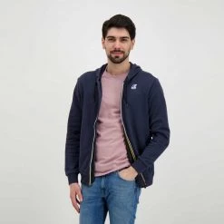 K-WAY FELPA FULL ZIP CON CAPPUCCIO ARNEL Blu -Tendenza Italia k way k5113iw felpa full zip con cappuccio arnel casual uomo 045343601 k89 5