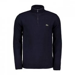 LACOSTE MAGLIONE MEZZA ZIP IN LANA MERINO Blu