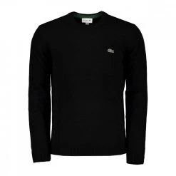 LACOSTE MAGLIONE GIROCOLLO IN LANA MERINO Nero