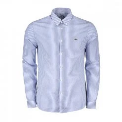 LACOSTE CAMICIA PIN POINT RIGA Azzurro