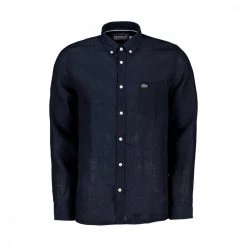 LACOSTE CAMICIA IN LINO REGULAR FIT Blu