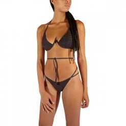 MATINEÉ BIKINI TRIANGOLO FERRETTO E SLIP LACCI DONNA Nero