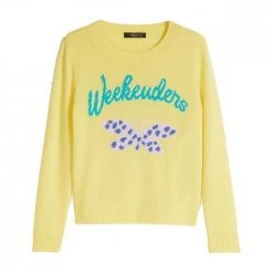 MAX MARA WEEKEND MAGLIONE GIROCOLLO IN CACHEMIRE AGAMI DONNA Giallo