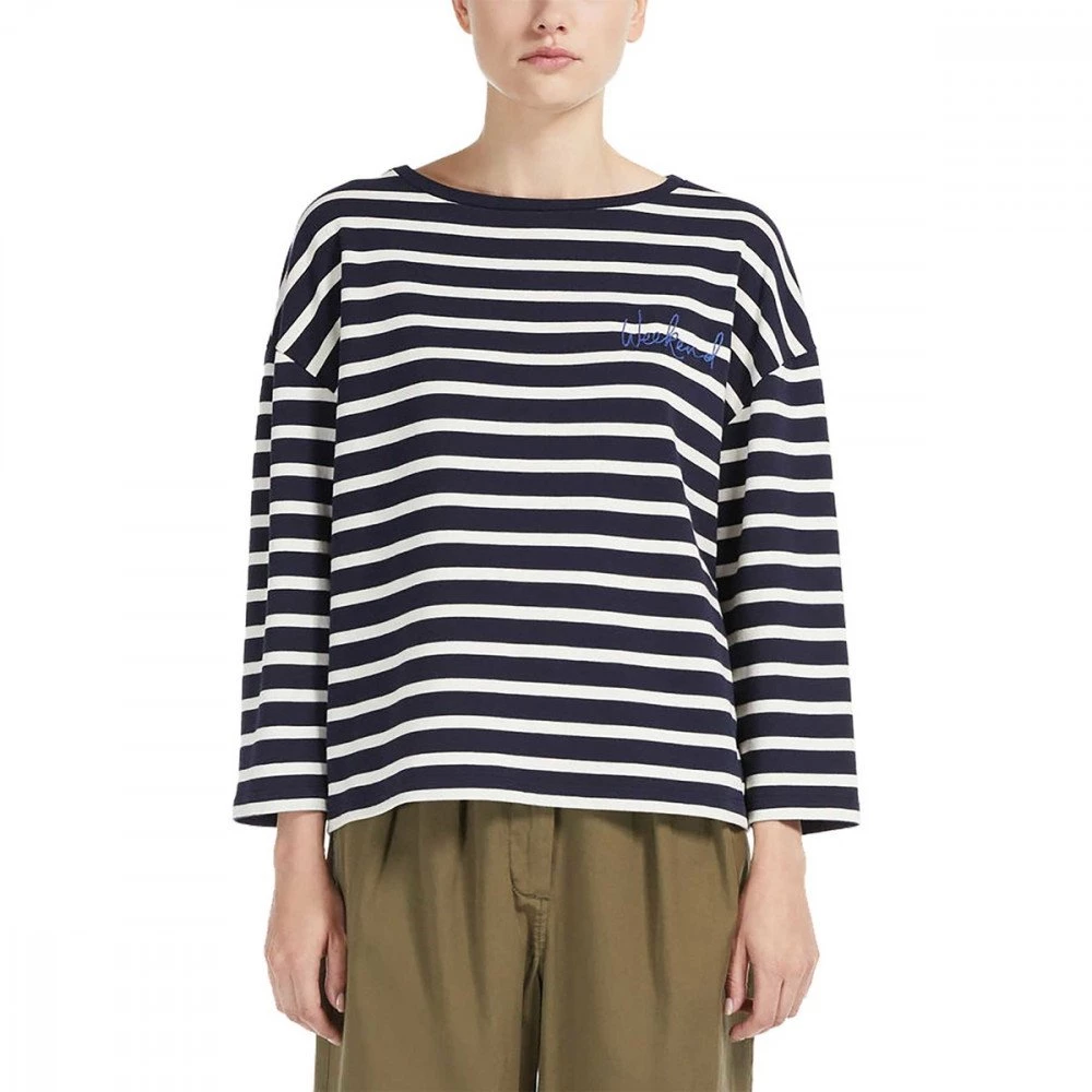 MAX MARA WEEKEND MAGLIA MANICA LUNGA RIGHE VISTOLA DONNA Bianco, Blu - immagine 2