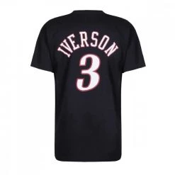 MITCHELL & NESS T-SHIRT NAME NUMBER IVERSON 3 SIXERS Nero -Tendenza Italia mitchell ness bnn3cw19045 t shirt name number iverson 3 sixers abbigliamento basket uomo 045376801 blk 2