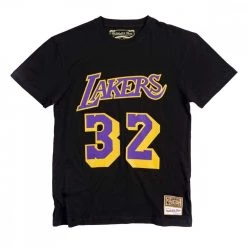 MITCHELL & NESS T-SHIRT NAME NUMBER JOHNSON 32 LAKERS Nero