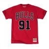MITCHELL & NESS T-SHIRT NAME NUMBER RODMAN 91 BULLS Rosso -Tendenza Italia mitchell ness bnn3cw19045 t shirt name number rodman 91 bulls abbigliamento basket uomo 045376401 red 1