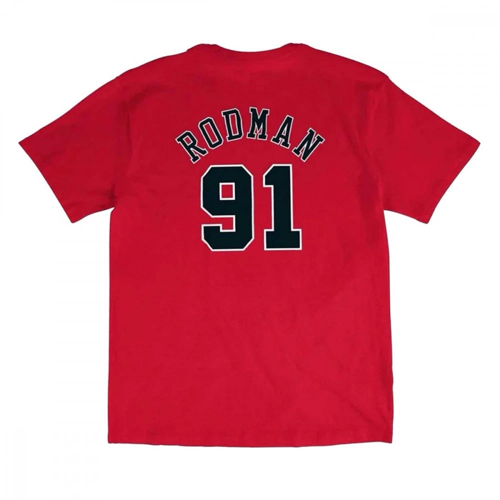 MITCHELL & NESS T-SHIRT NAME NUMBER RODMAN 91 BULLS Rosso 4 MITCHELL & NESS T-SHIRT NAME NUMBER RODMAN 91 BULLS Rosso - immagine 2