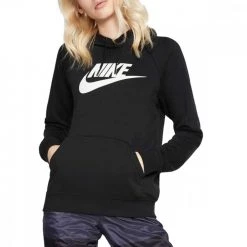 NIKE FELPA CON CAPPUCCIO LOGO ESSENTIAL DONNA Nero 9 NIKE FELPA CON CAPPUCCIO LOGO ESSENTIAL DONNA Nero -Tendenza Italia nike bv4126 felpa con cappuccio logo essential donna sport style donna 039798901 010 3