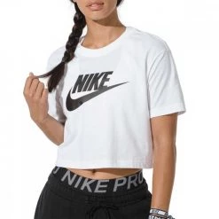 NIKE T-SHIRT CROP ESSENTIAL DONNA Bianco 8 NIKE T-SHIRT CROP ESSENTIAL DONNA Bianco -Tendenza Italia nike bv6175 t shirt crop essential donna sport style donna 040653701 100 3
