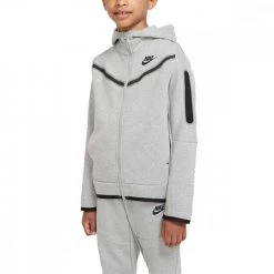 NIKE FELPA FULL ZIP CON CAPPUCCIO TECH FLEECE BAMBINO Grigio -Tendenza Italia nike cu9223 felpa full zip con cappuccio tech fleece bambino abbigliamento bambino 040977601 063 3