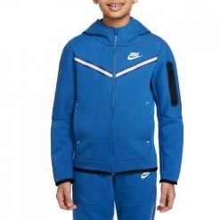 NIKE FELPA FULL ZIP CON CAPPUCCIO TECH FLEECE BAMBINO Royal