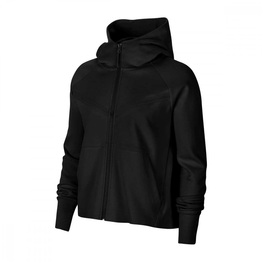 NIKE FELPA FULL ZIP CON CAPPUCCIO TECH FLEECE DONNA Nero