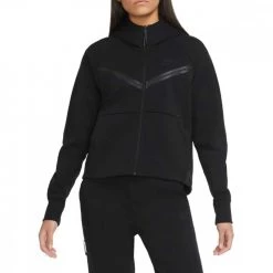 NIKE FELPA FULL ZIP CON CAPPUCCIO TECH FLEECE DONNA Nero -Tendenza Italia nike cw4298 felpa fz c capp tech fleece donna sport style donna 040981701 010 3