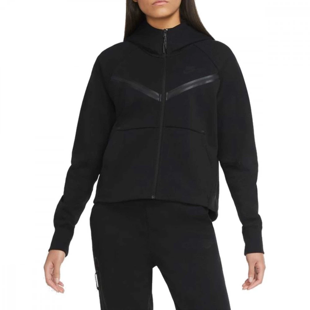 NIKE FELPA FULL ZIP CON CAPPUCCIO TECH FLEECE DONNA Nero - immagine 3