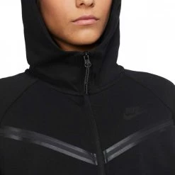 NIKE FELPA FULL ZIP CON CAPPUCCIO TECH FLEECE DONNA Nero -Tendenza Italia nike cw4298 felpa fz c capp tech fleece donna sport style donna 040981701 010 5