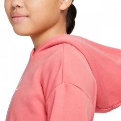 NIKE FELPA CROP CON CAPPUCCIO CLUB BAMBINA Rosa -Tendenza Italia nike dc7210 felpa crop con cappuccio club bambina abbigliamento bambino 044518301 603 3
