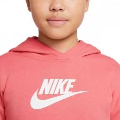 NIKE FELPA CROP CON CAPPUCCIO CLUB BAMBINA Rosa -Tendenza Italia nike dc7210 felpa crop con cappuccio club bambina abbigliamento bambino 044518301 603 4