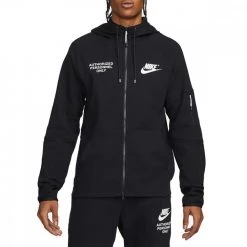 NIKE FELPA FULL ZIP CON CAPPUCCIO TECH FLEECE Nero