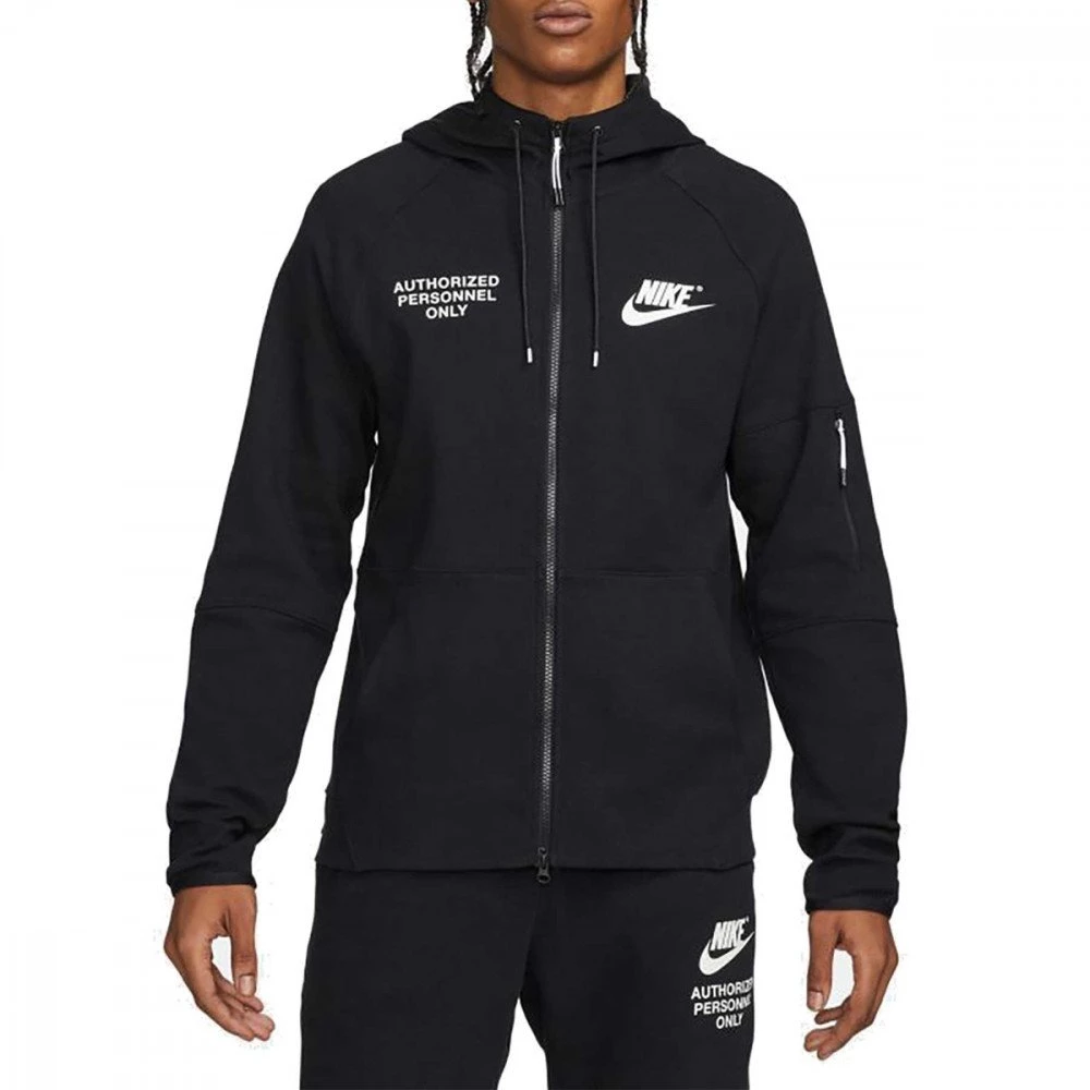 NIKE FELPA FULL ZIP CON CAPPUCCIO TECH FLEECE Nero