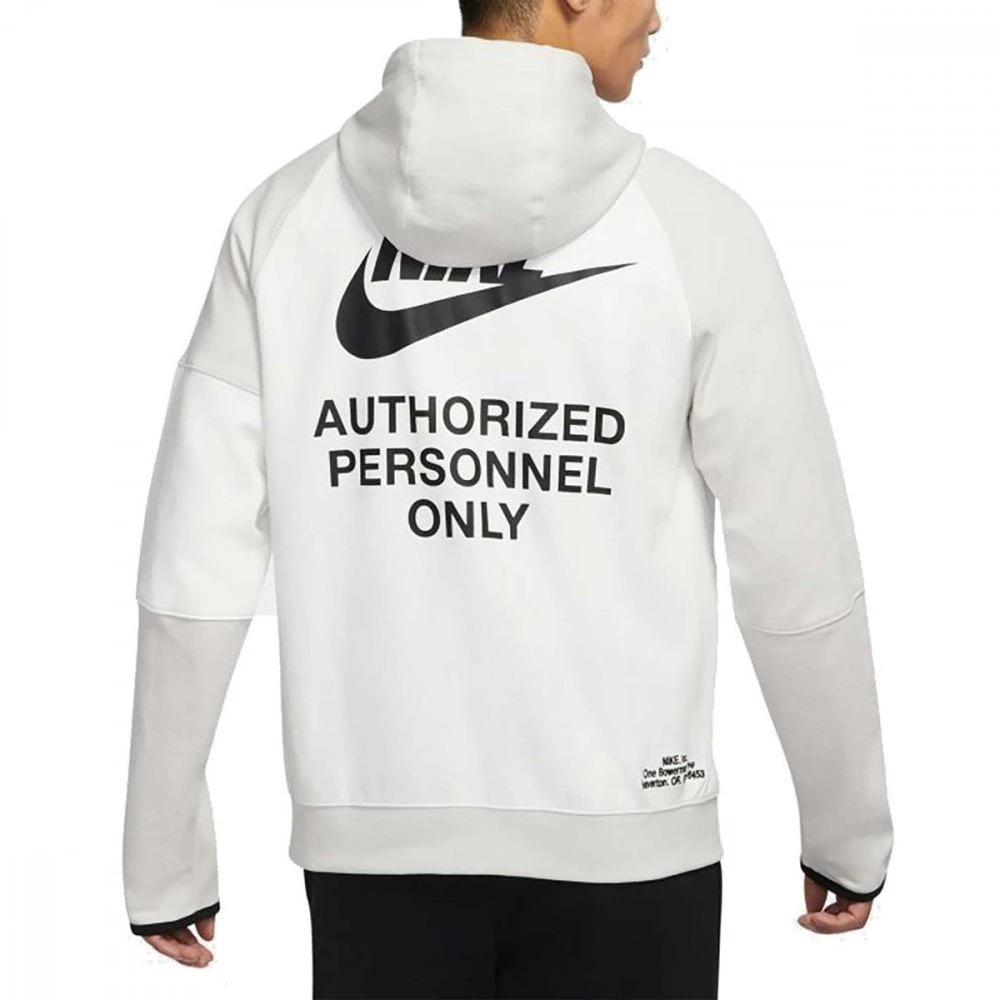 NIKE FELPA FULL ZIP CON CAPPUCCIO TECH FLEECE Bianco - immagine 2