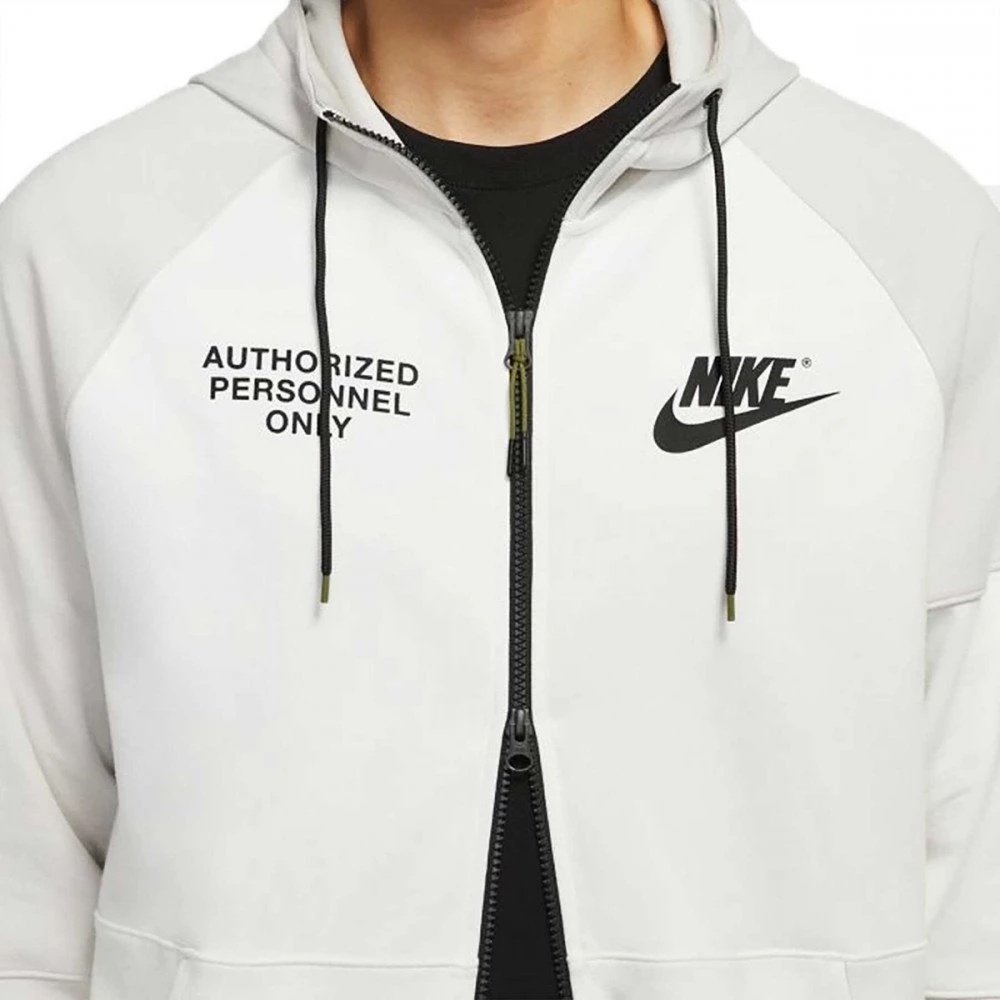 NIKE FELPA FULL ZIP CON CAPPUCCIO TECH FLEECE Bianco - immagine 3