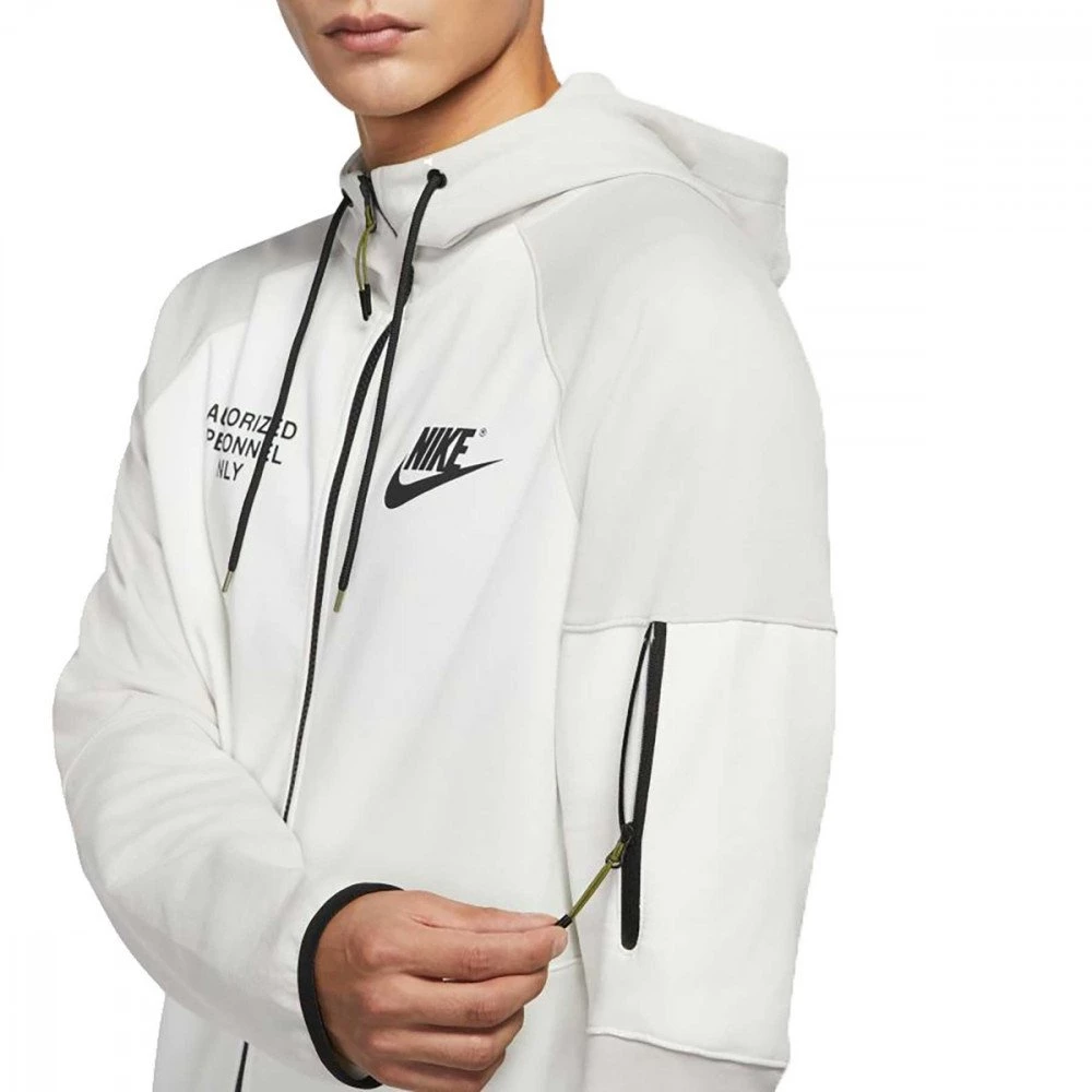 NIKE FELPA FULL ZIP CON CAPPUCCIO TECH FLEECE Bianco - immagine 4