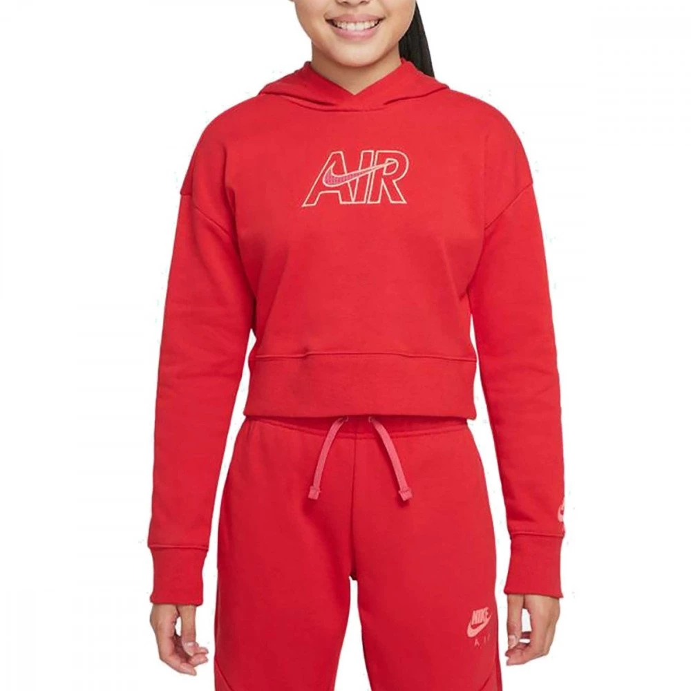 NIKE FELPA CROP CON CAPPUCCIO AIR BAMBINA Rosso 3 NIKE FELPA CROP CON CAPPUCCIO AIR BAMBINA Rosso