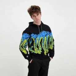 FELPA CON CAPPUCCIO OCTOPUS DRAFT Nero -Tendenza Italia octopus 22sosh11 felpa con cappuccio octopus draft street style uomo 044742401 black 5