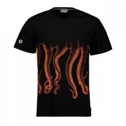 T-SHIRT OCTOPUS OUTLINE Nero
