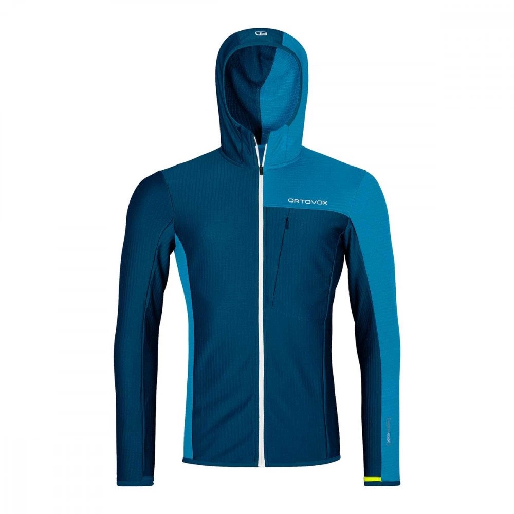 ORTOVOX PILE FULL-ZIP E CAPPUCCIO LIGHT GRID Blu