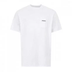 PATAGONIA T-SHIRT LINE LOGO RIDGE POCKET RESPONSIBILI-TEE Bianco